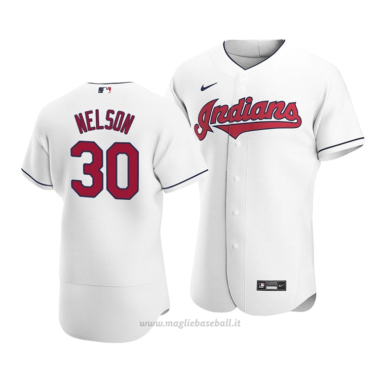 Maglia Baseball Uomo Cleveland Indians Kyle Nelson Autentico Home Bianco